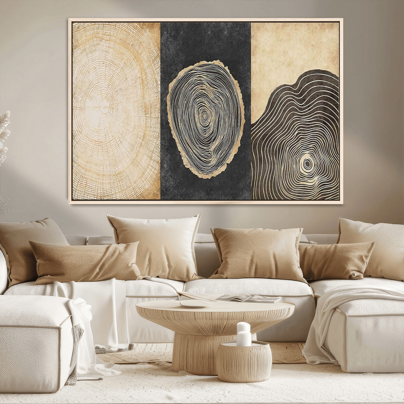 MGV-FC-36X24 - Tree Rings Canvas Wall Art Print – Minimalist Natural History in Modern Decor - Minimalist Boho Wall