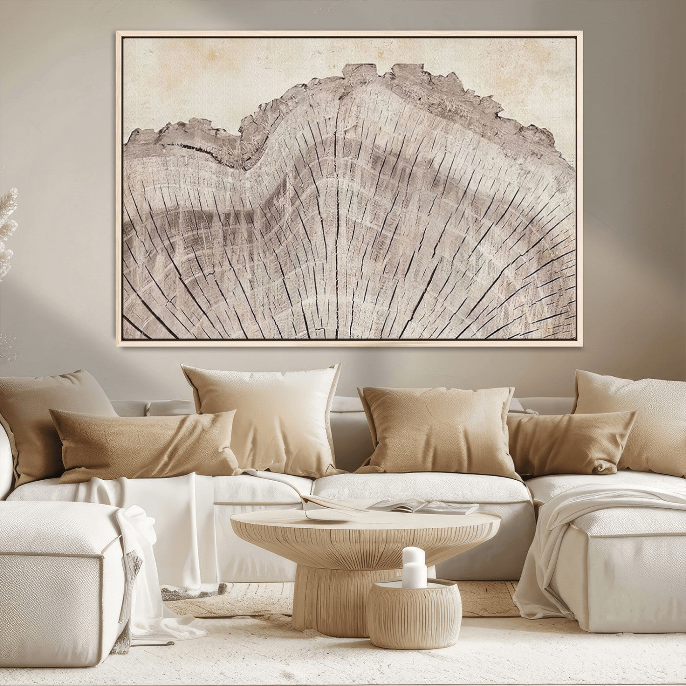 MGV-FC-36X24 - Tree Ring Wall Art Triptych, Rustic Wood Ring Canvas Print, Minimalist Wall Decor for Modern Homes and Farmhouse Decor