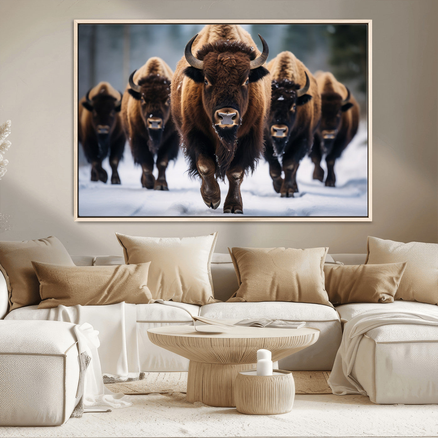 MGV-FC-36X24 - Buffalo Wall Art Canvas Print, American Bison Herd Wall Art Canvas Print - Bison Canvas Print