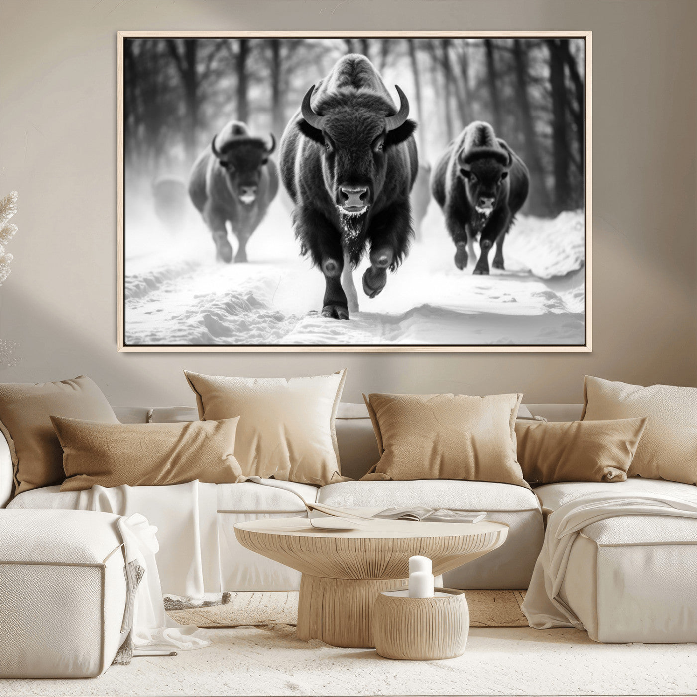 MGV-FC-36X24 - Buffalo Wall Art Canvas Print, Bison Family Wall Art Canvas Print