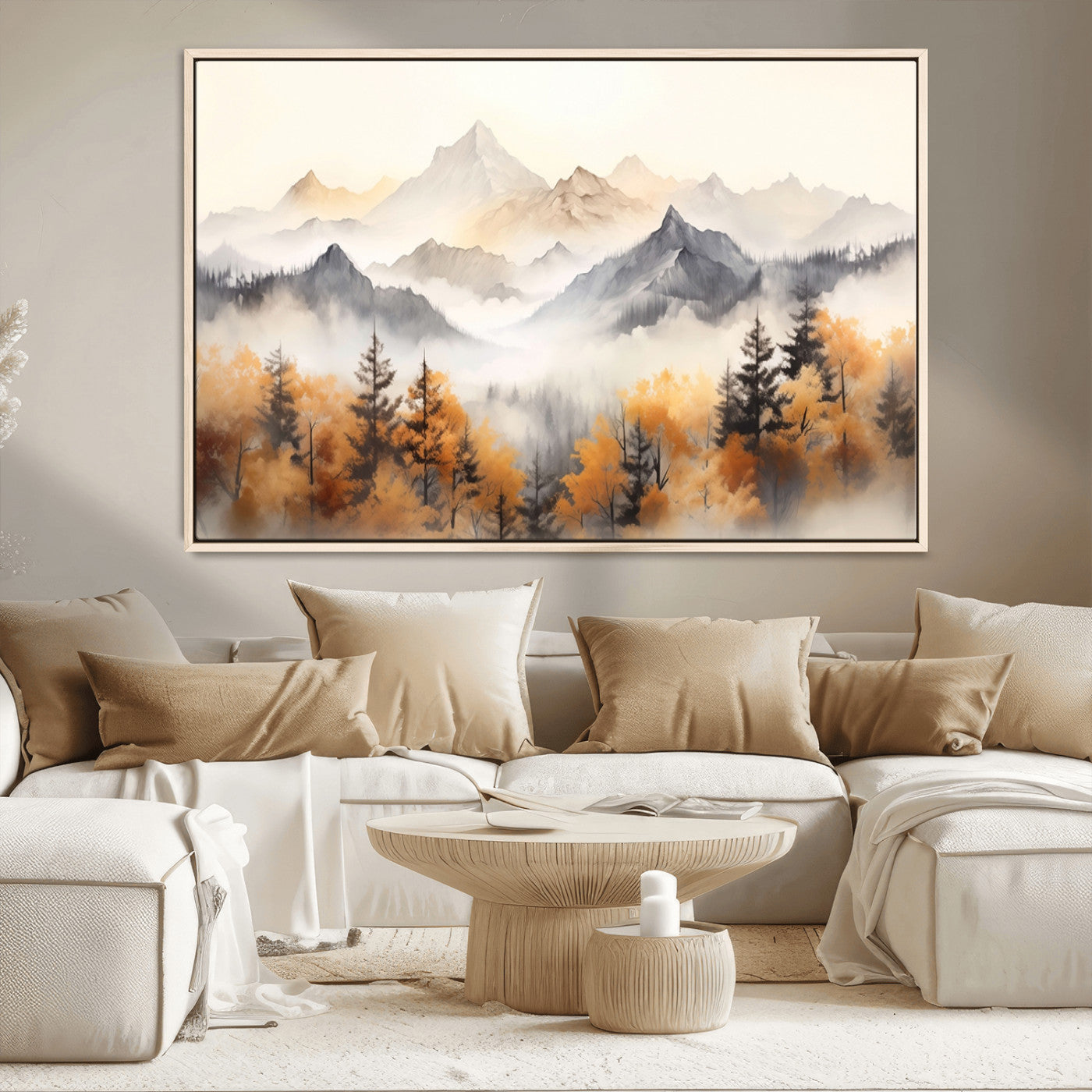 MGV-FC-36X24 - Abstract Mountain Wall Art | Misty Mountain Forest and Mountains Canvas Print for Living Room,