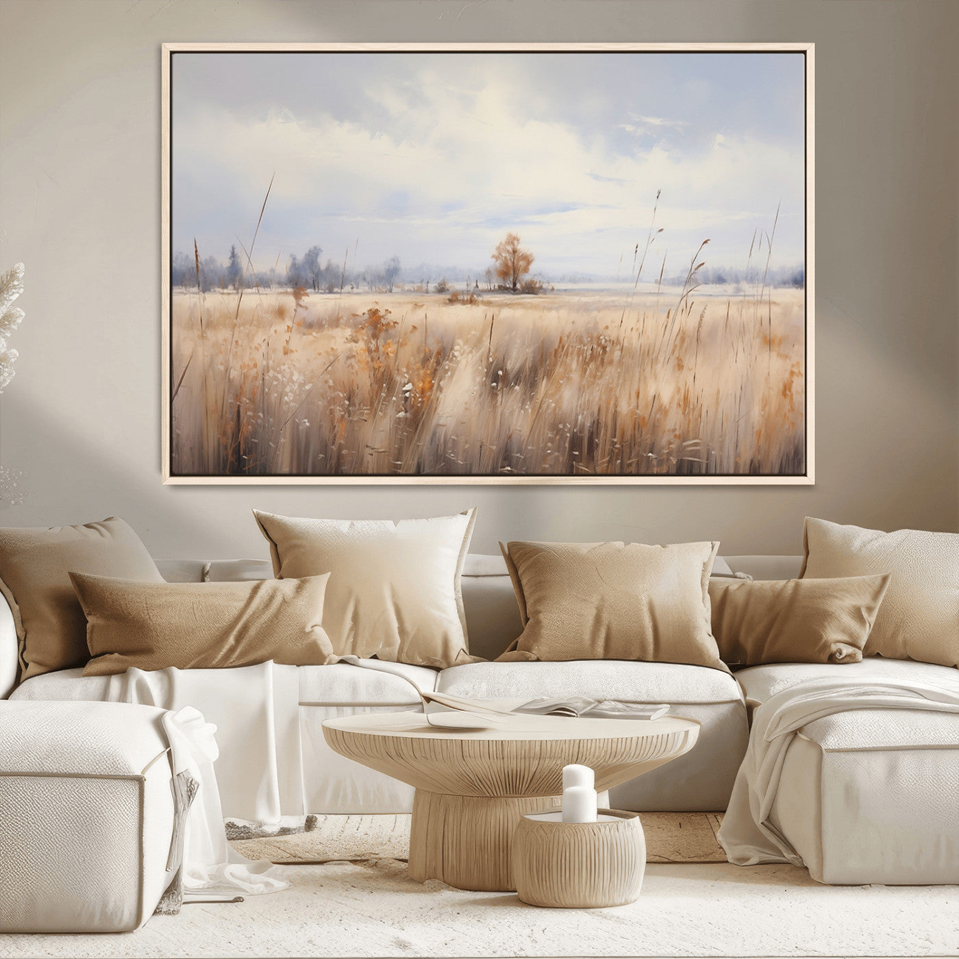 MGV-FC-36X24 - Golden Fields Wall Art Print Canvas – Serene Landscape of Nature’s Tranquility in Minimalist for