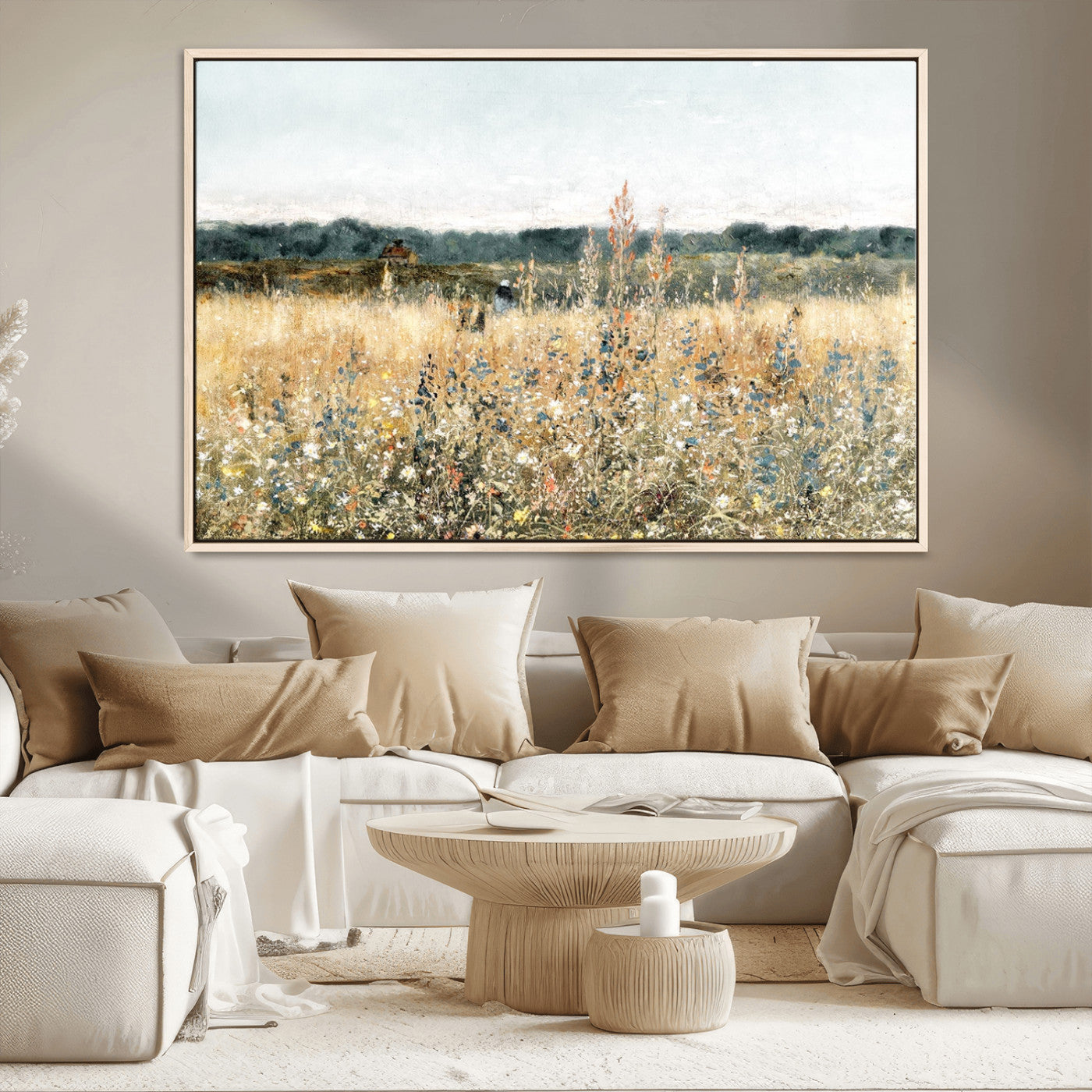 MGV-FC-36X24 - Wildflower Field Wall Art Canvas | Nature-Inspired Landscape Canvas Print for Living Room or Office | Rustic Floral Decor