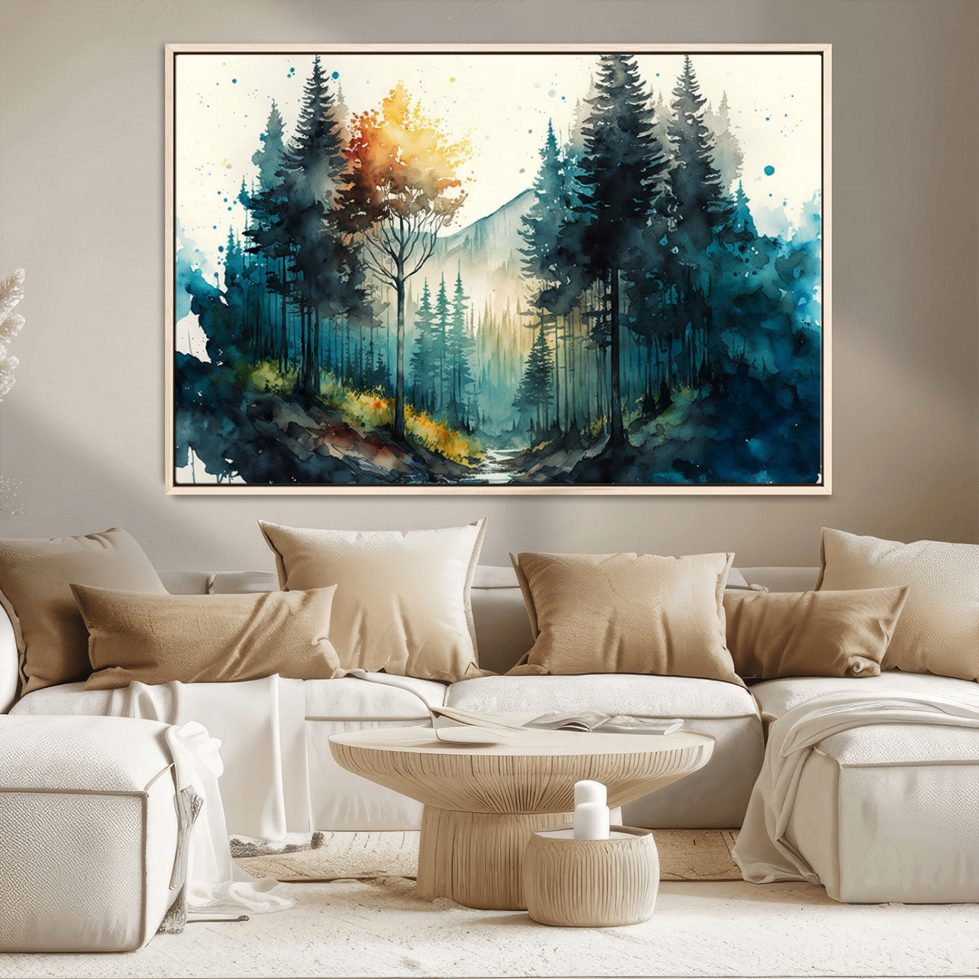 MGV-FC-36X24 - Watercolor Trees Forest Abstract Wall Art Canvas Print