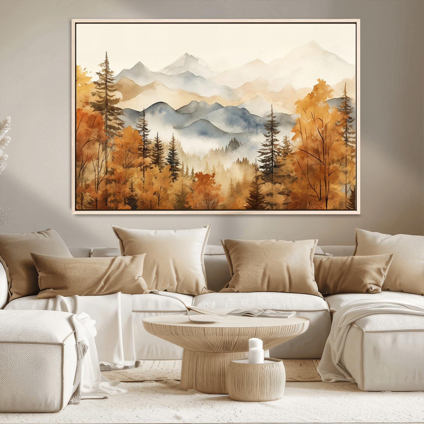 MGV-FC-36X24 - Golden Autumn Forest Wall Art | Mountain Landscape Canvas Print for Living Room or Bedroom | Large Wall Decor with Nature-Inspired Design