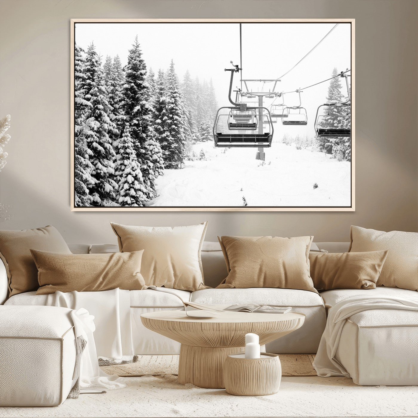 MGV-FC-36X24 - Ski Wall Art - Ski Lift Wall Art Canvas Print Snow Covered Spruce Trees Winter Wall Art Ski Skier Gift Ski Resort Canvas Wall Art
