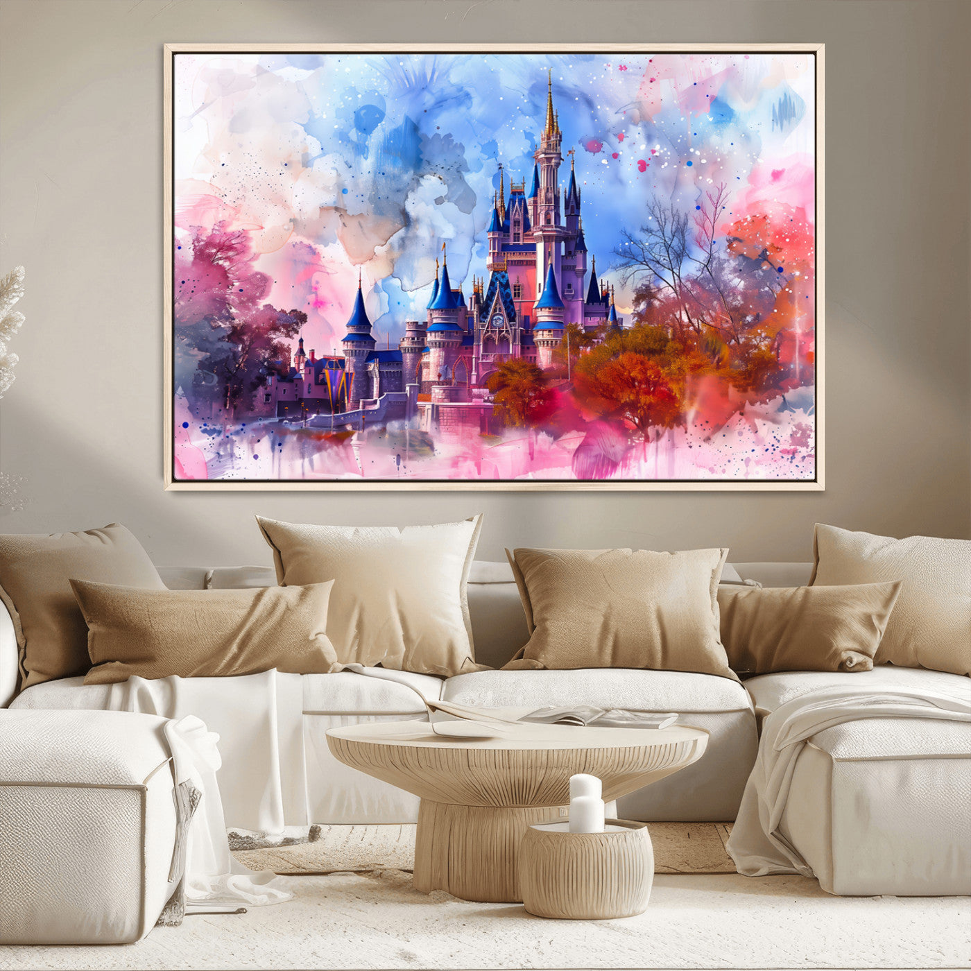 MGV-FC-36X24 - Disney Wall Art: Dreamy Watercolor Cinderella Castle Canvas Print