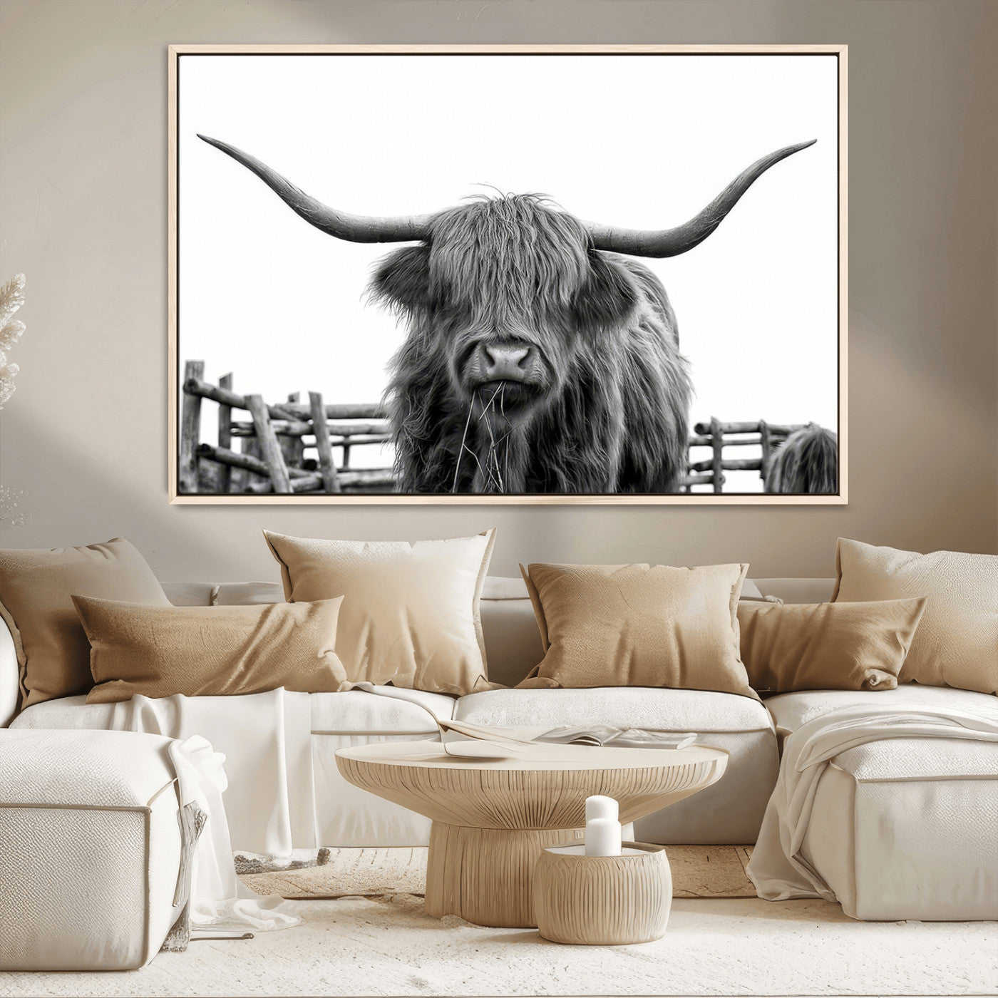 -Longhorn Canvas Print, Bighorn Cow Wall Art Canvas Print