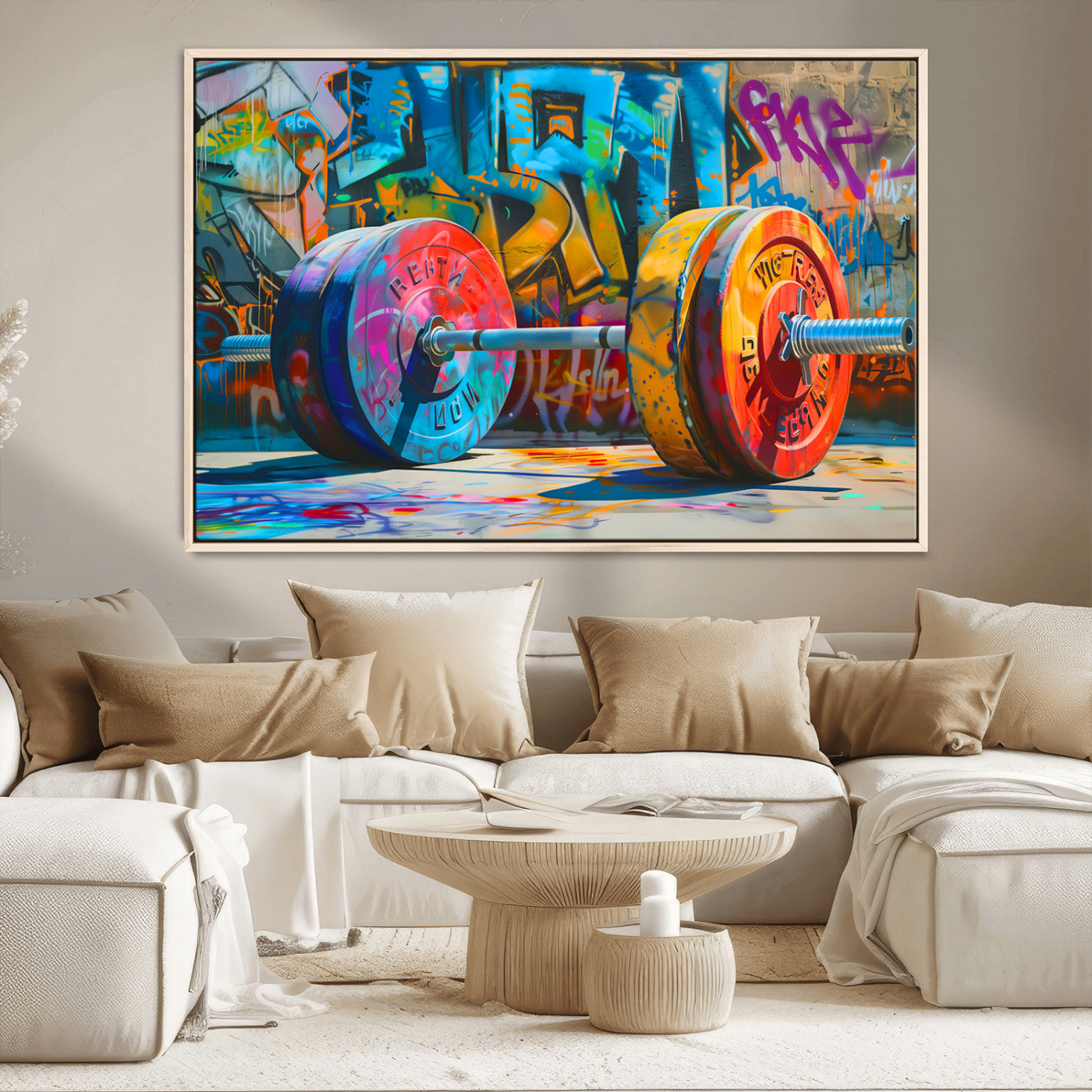 MGV-FC-36X24 - Fitness Gym Barbell Graffiti Wall Art Canvas Print