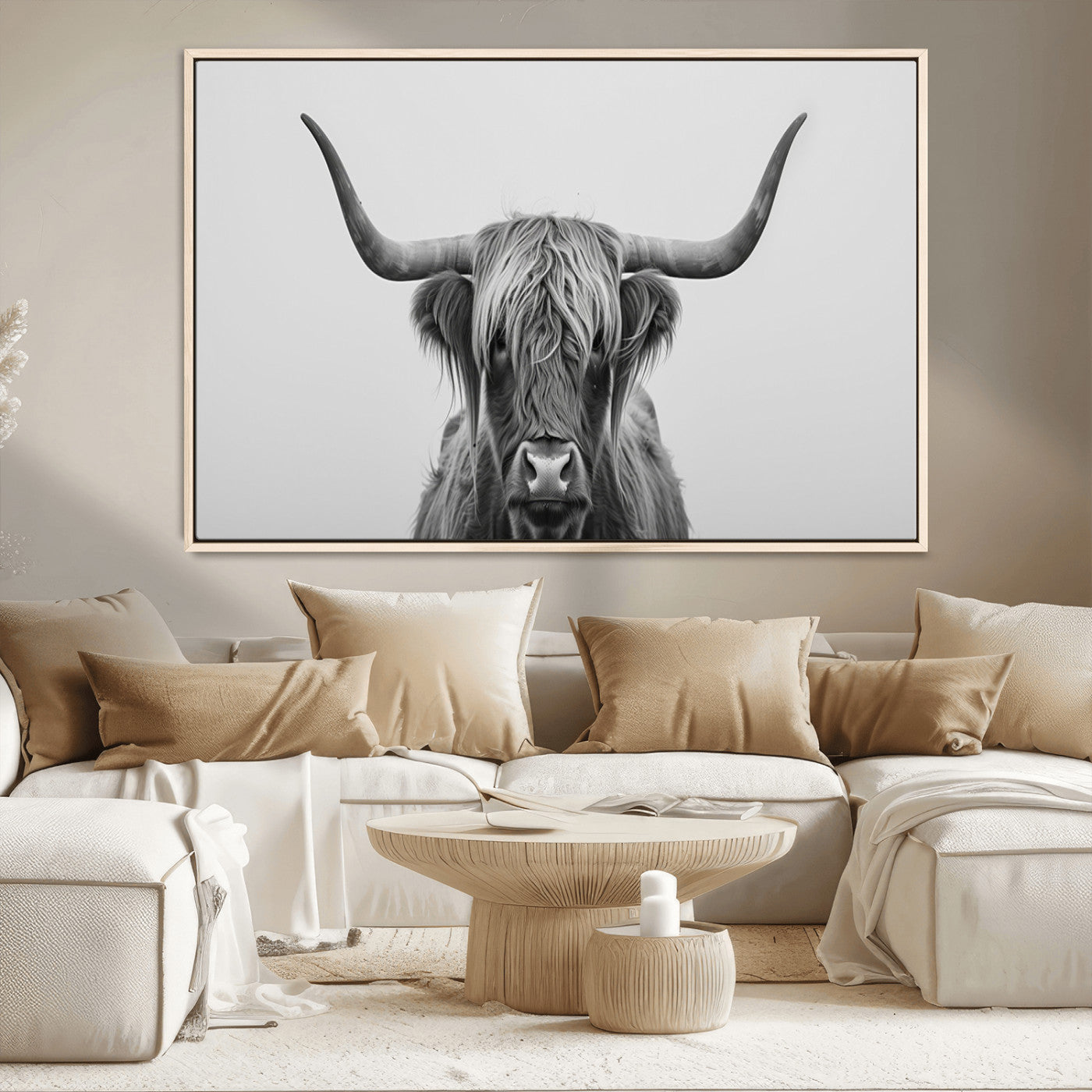 -Farmhouse Longhorn Wall Art Canvas Print, Longhorn Texas Wall Art Canvas Print