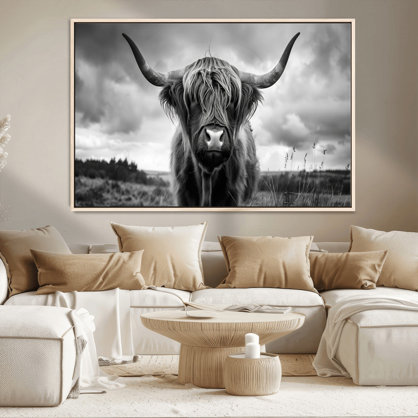 -Scottish Cow Wall Art Canvas Print | Longhorn Wall Art | Bighorn Animal Wall Art
