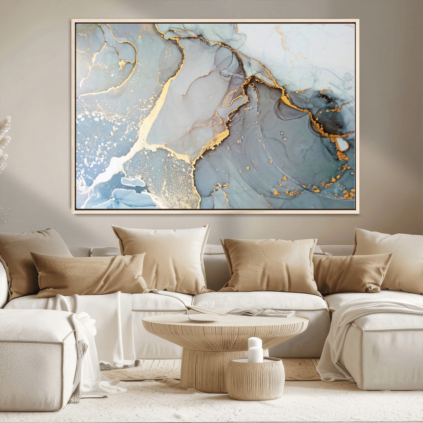 -Large Abstract Marble Wall Art Canvas Print for Living Room and Farmhouse Decor
