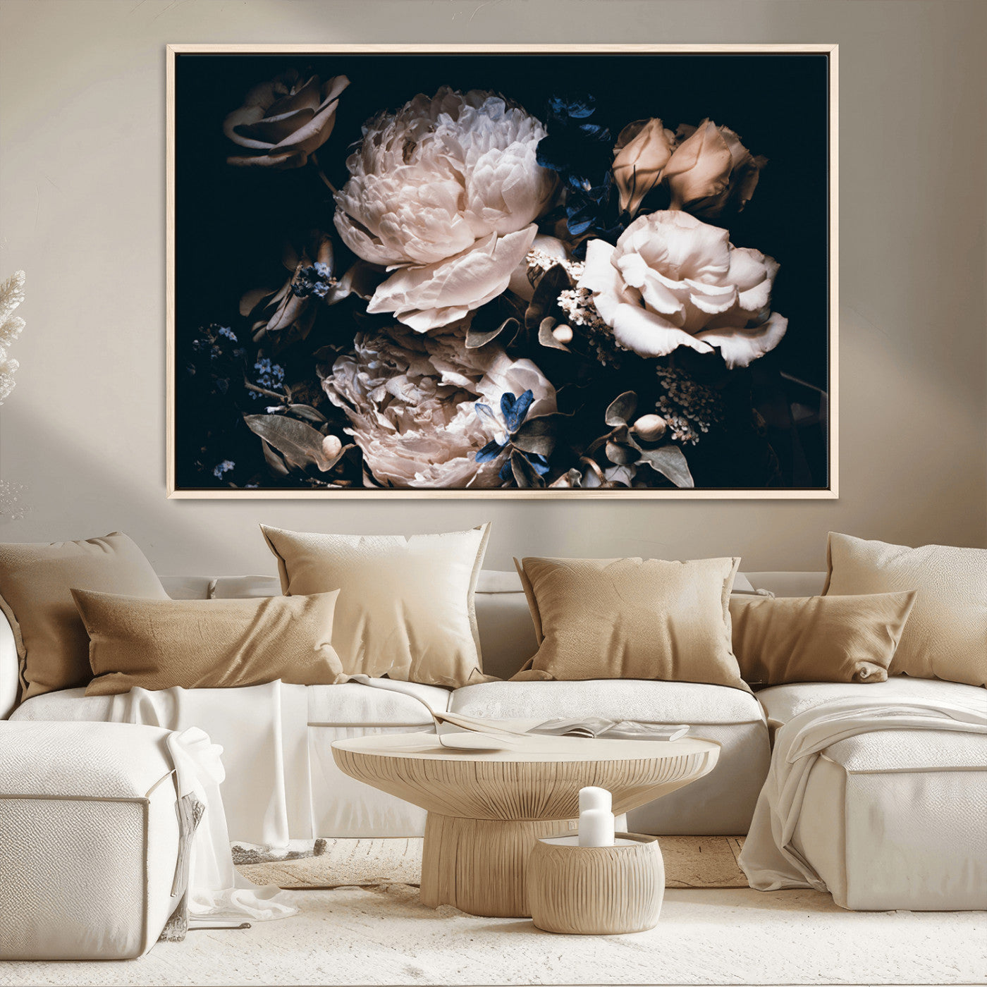MGV-FC-36X24 - Pink Peonies Flowers Large Canvas Art Print