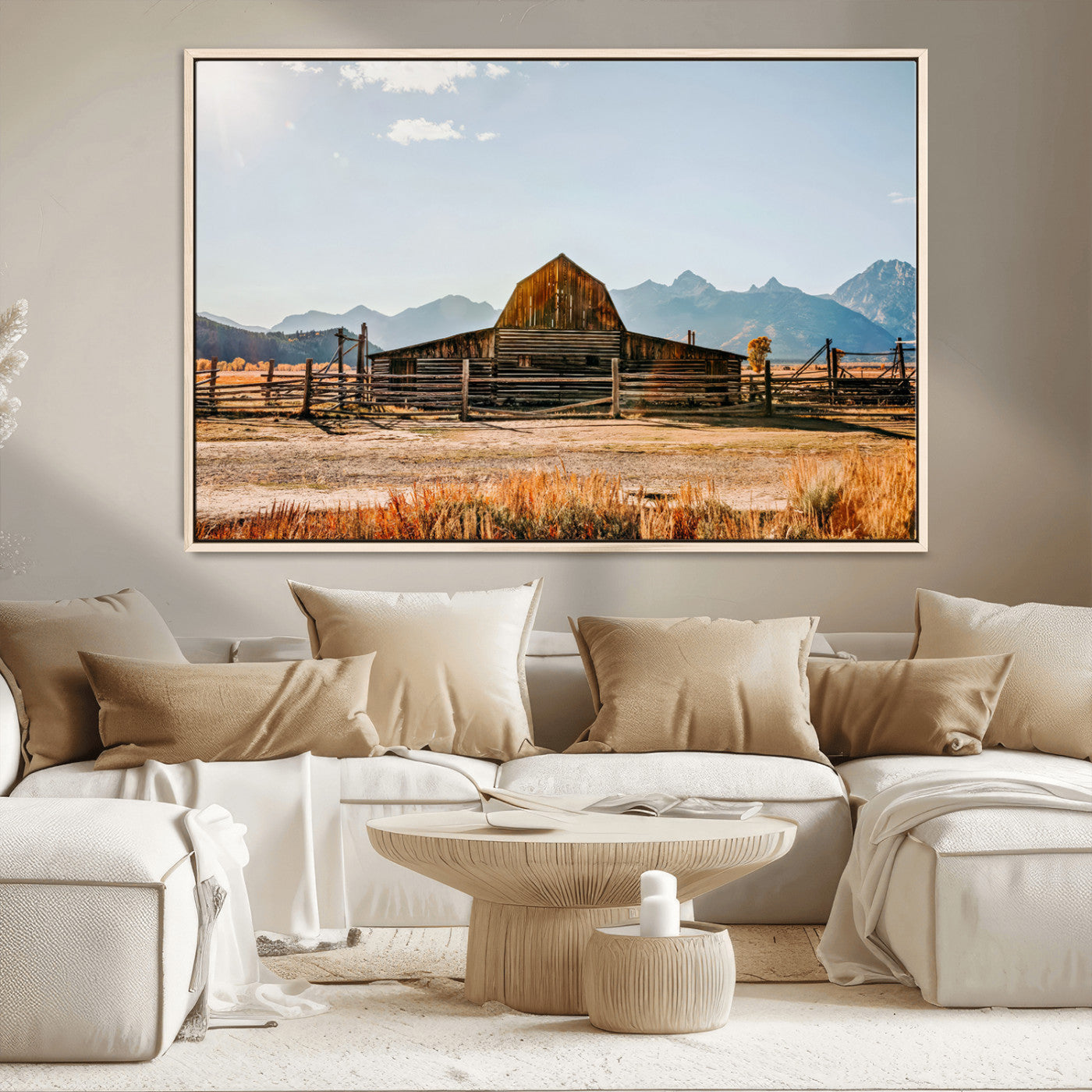 MGV-FC-36X24 - Vintage Old Barn Field Wall Art Canvas Print for Farmhouse Decor - Rustic Barn Wall Art Canvas Print