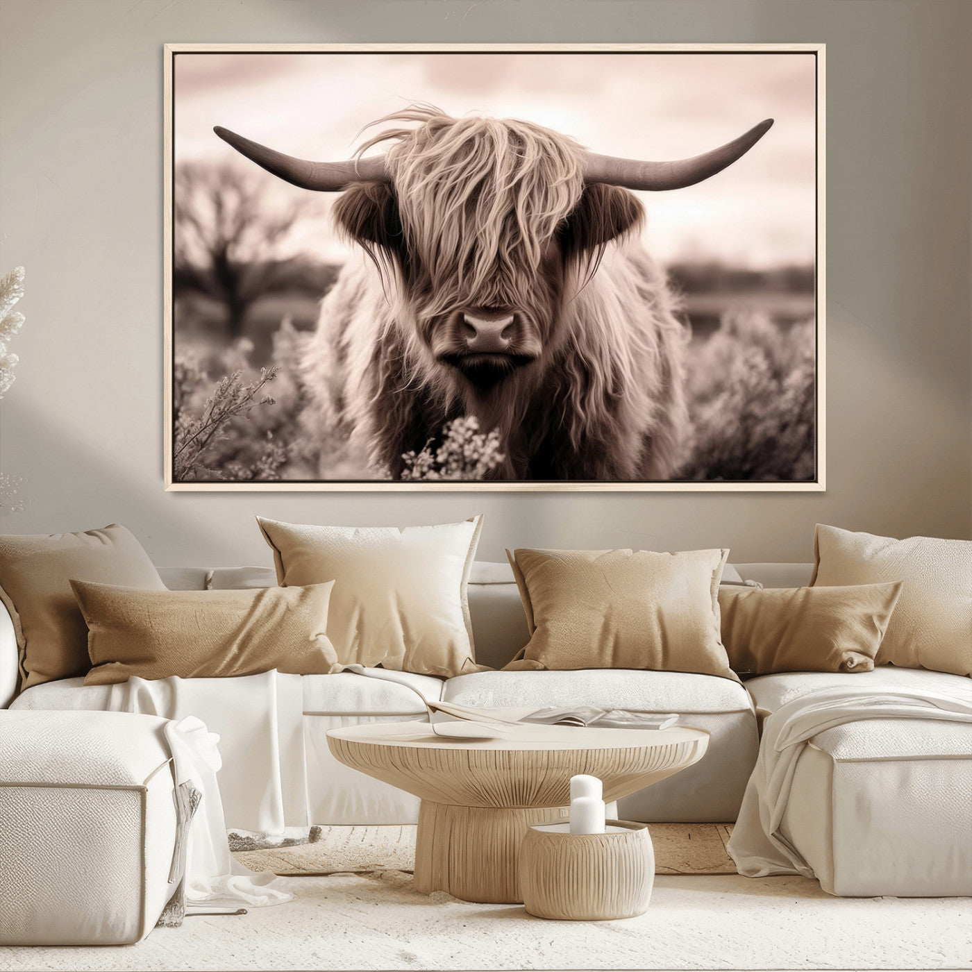 MGV-FC-36X24 - Scottish Cow Longhorn Wall Art Canvas Print