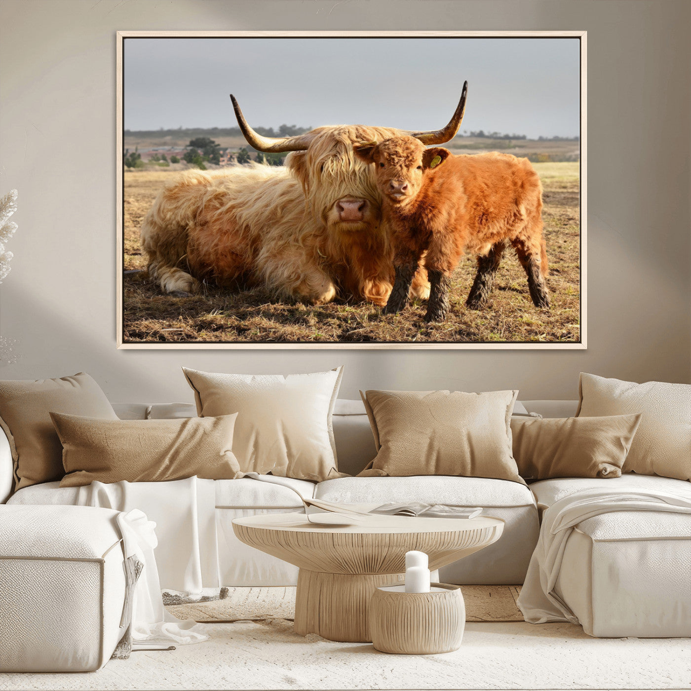 MGV-FC-36X24 - Highland Cow Canvas Wall Art Animal Print for Farm House Decor