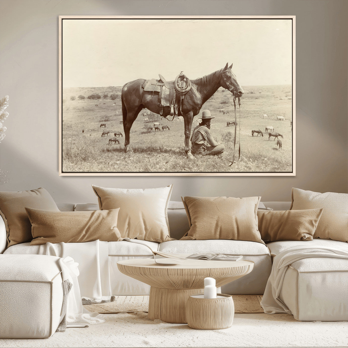 MGV-FC-36X24 - Cowboy Wall Art - Western Horse Canvas Print - Vintage Western Wall Art Canvas Print, Ready to Hang