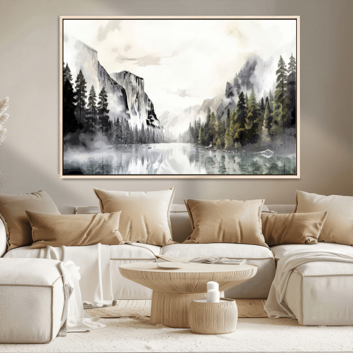 MGV-FC-36X24 - Yosemite Valley Wall Art Canvas Print – Framed and Ready to Hang – Majestic Nature Landscape Décor