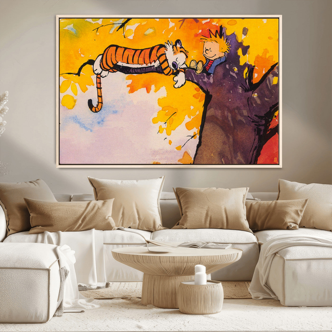 MGV-FC-36X24 - Calvin and Hobbes Tree Scene Canvas Print | 3 Panel Large Wall Art for Living Room or Kid’s Room,