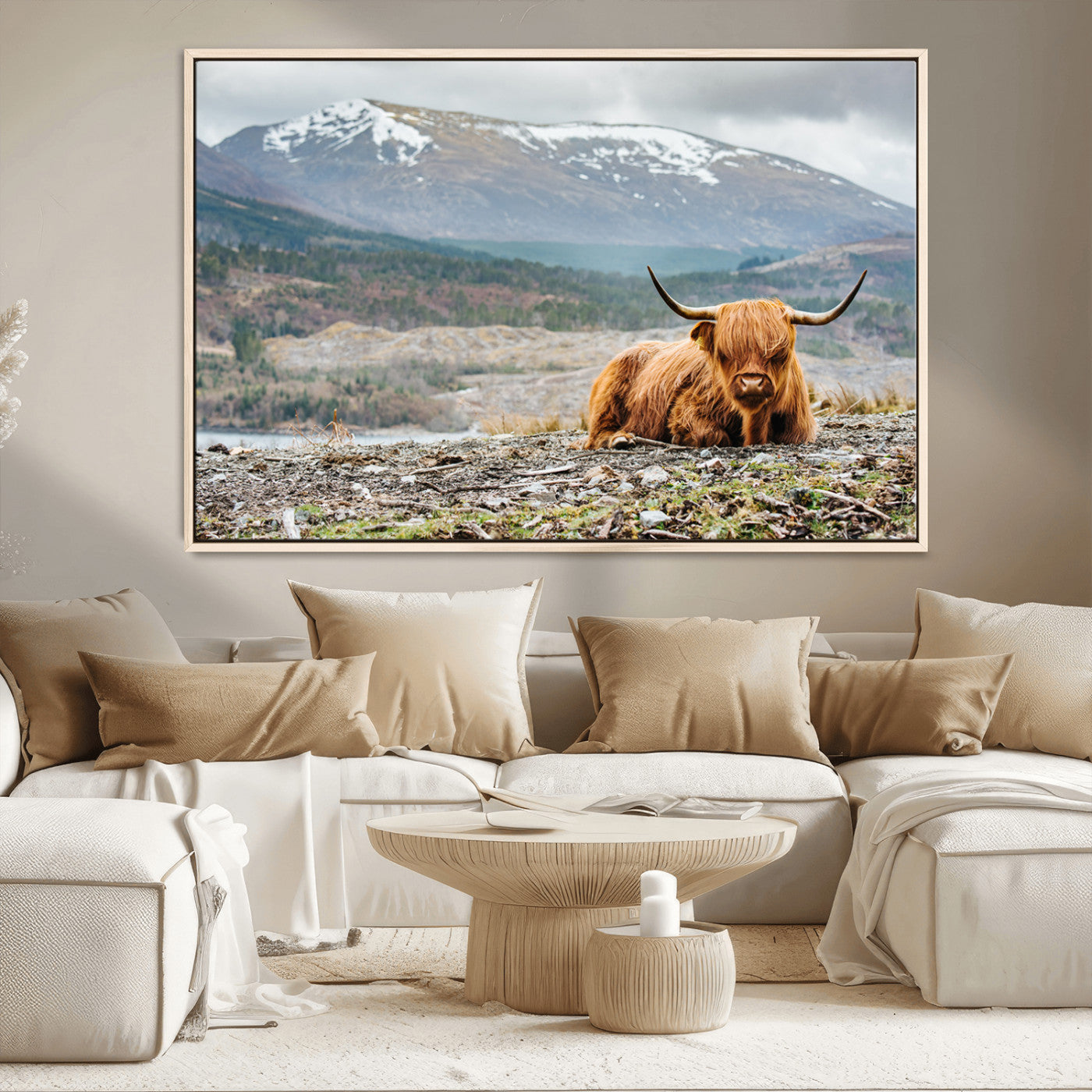 -Highland Cow Horn Farm Wall Art Canvas Print