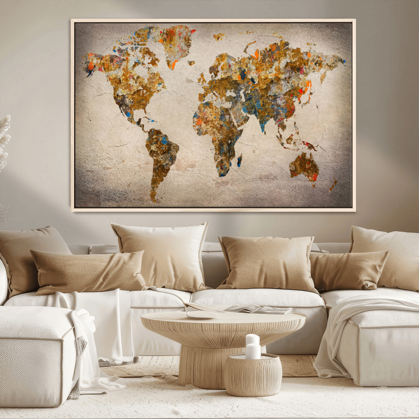 MGV-FC-36X24 - Push Pin World Map Canvas Print – Framed Wall Art for Couples to Track Their Travels – Anniversary