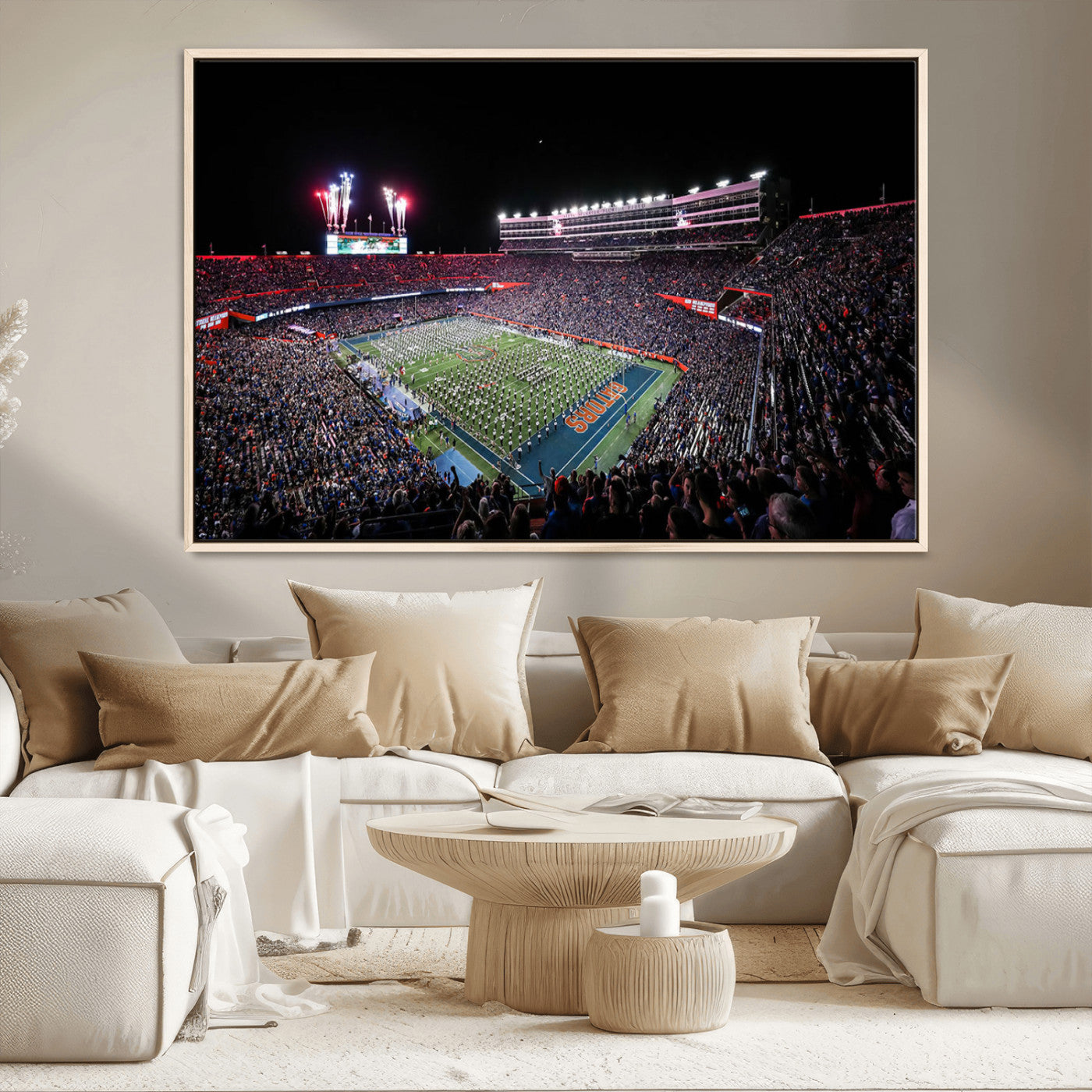 MGV-FC-36X24 - Ben Hill Griffin Stadium Night Game Triple Canvas Wall Art - Florida Gators Football Match