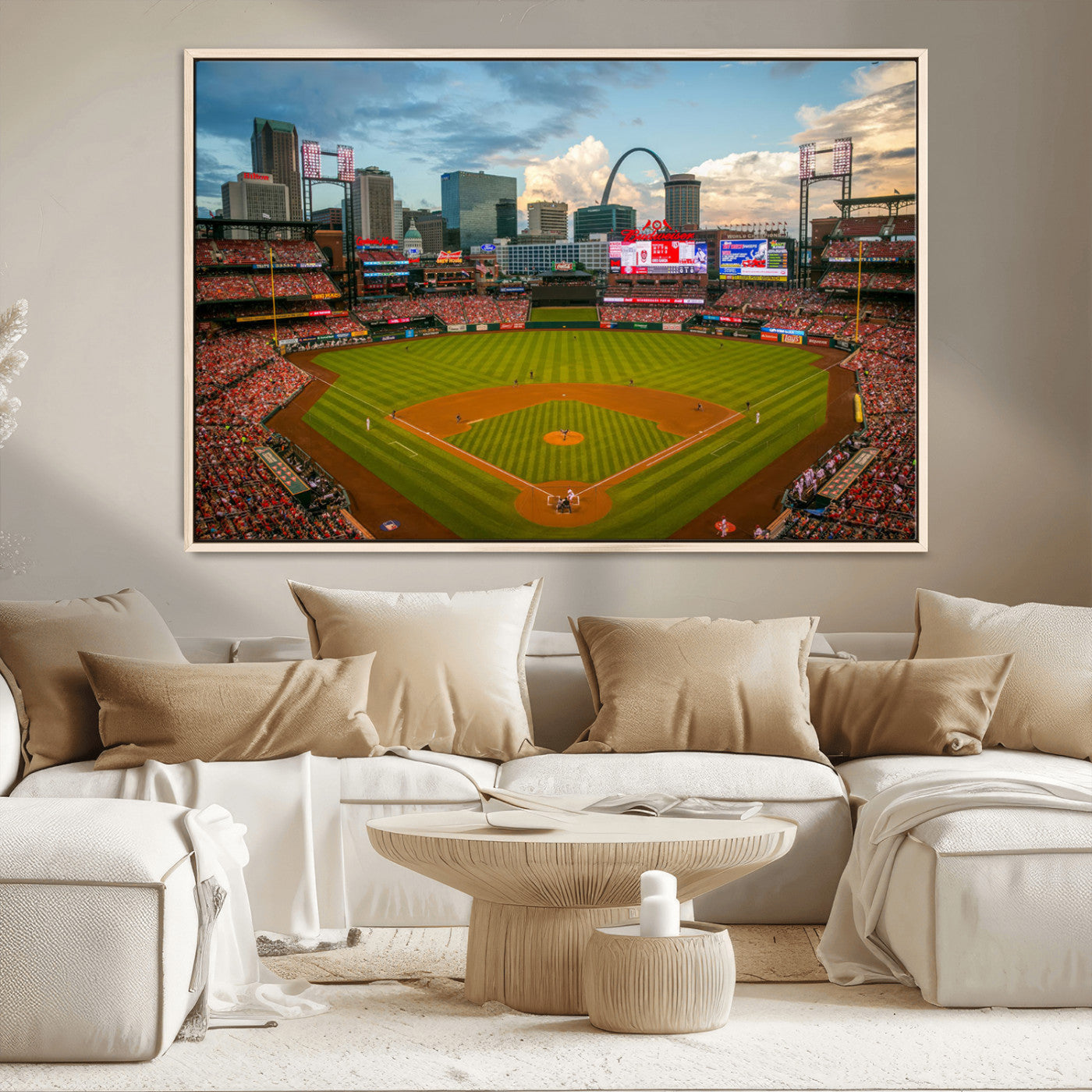 MGV-FC-36X24 - Busch Stadium Wall Art Print | St. Louis Cardinals Baseball Stadium Canvas Print | Framed Sports Decor for Living Room, Man Cave Decor