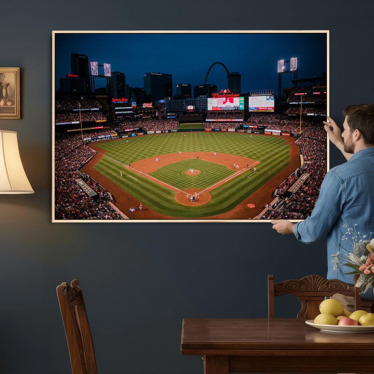 38612-MGV-CV-36X24 - St. Louis Cardinals Baseball Team Print - Busch Stadium Wall Art