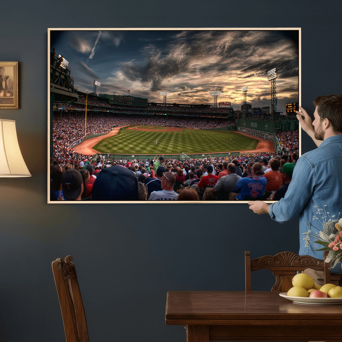 53432-MGV-CV-36X24 - Boston Red Sox Baseball Team Print, Massachusetts Fenway Park Stadium Wall Art Canvas Print