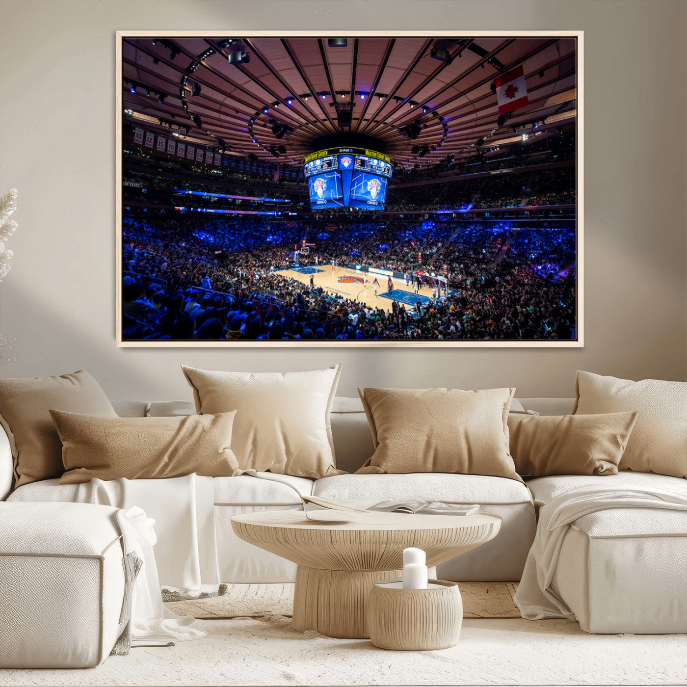 MGV-FC-36X24 - Madison Square Garden Basketball Arena Print - Madison Square Garden Basketball Game Triple Canvas Wall Art - NBA Match Atmosphere