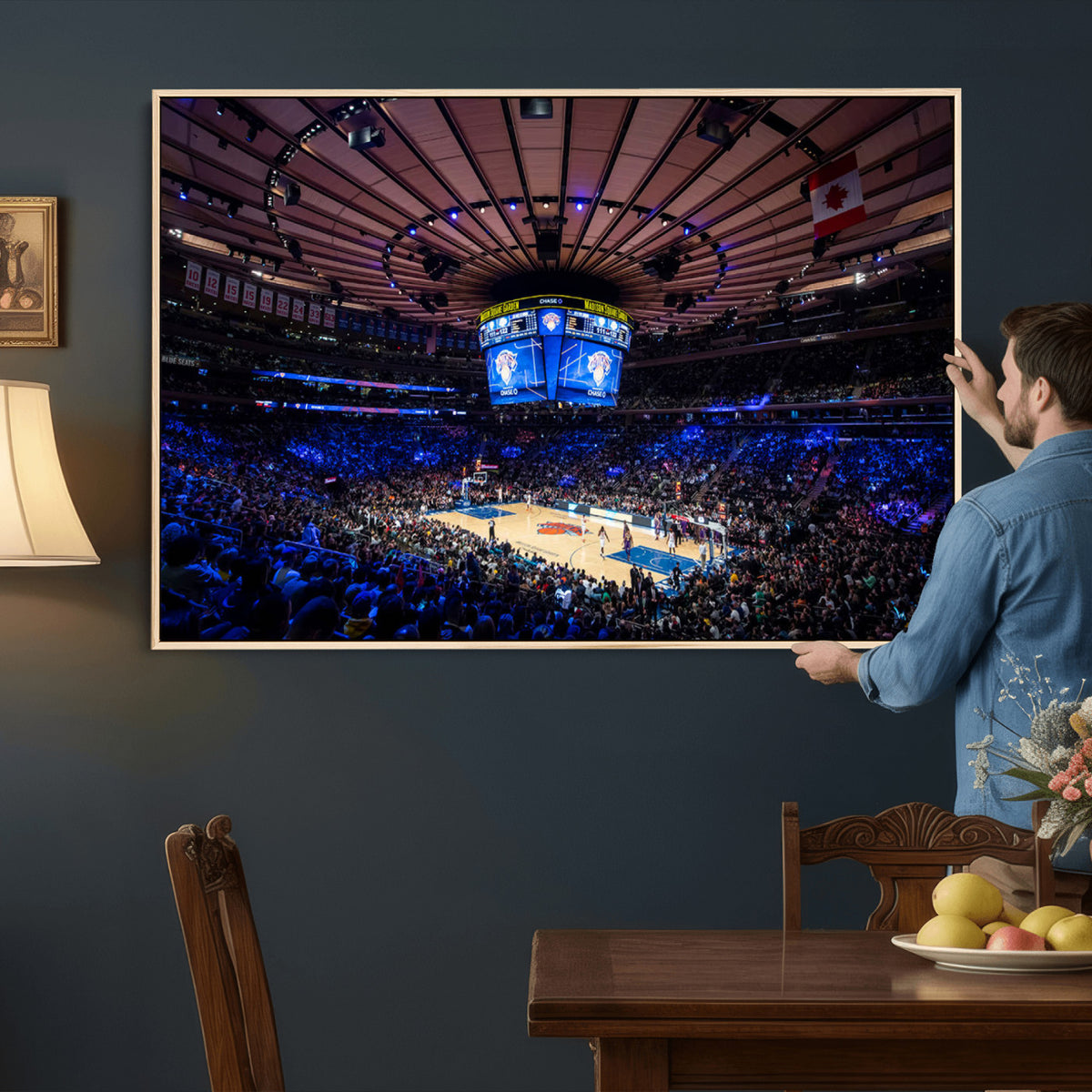 20491-MGV-CV-36X24 - Madison Square Garden Basketball Print Canvas, Basketball Game Triple Canvas Wall Art