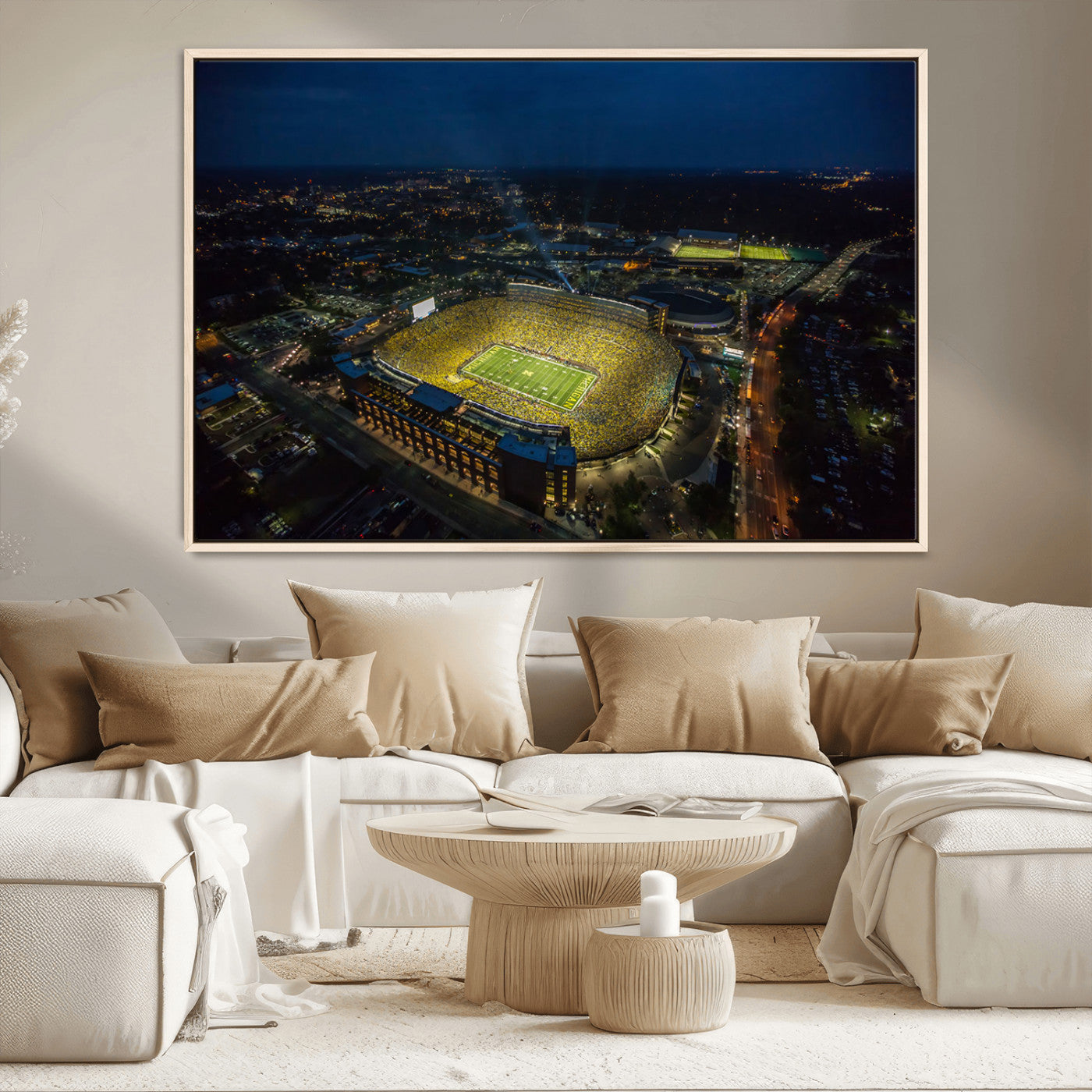 MGV-FC-36X24 - Michigan Wolverines Football Team Print - Michigan Stadium Wall Art Canvas Print