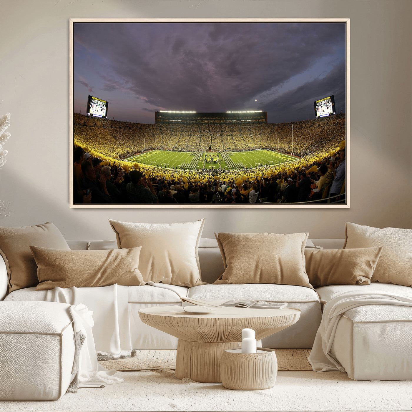 MGV-FC-36X24 - Michigan Wolverines Football Team Print - Michigan Stadium Wall Art Canvas Print