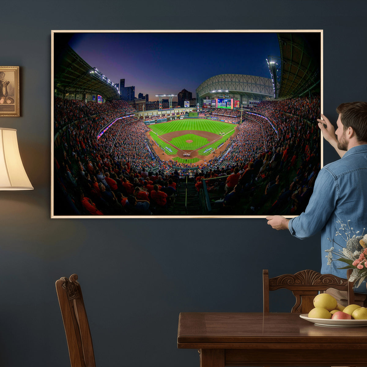 44322-MGV-CV-36X24 - Houston Astros Baseball Print Canvas, Houston Minute Maid Park Stadium Wall Art