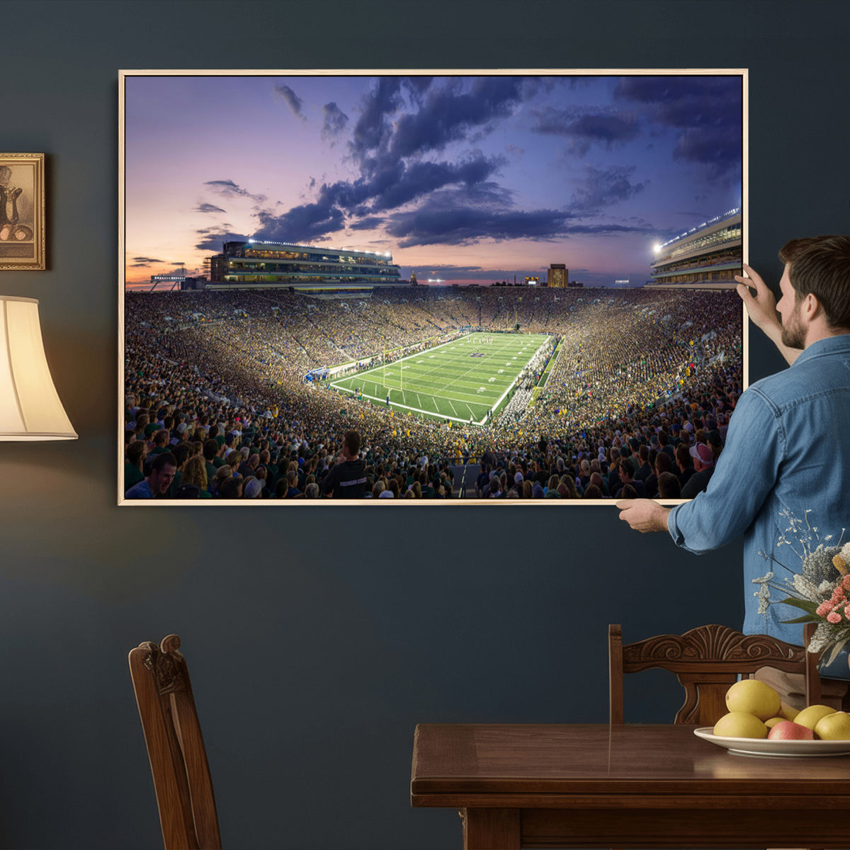 50825-MGV-CV-36X24 - Notre Dame Fighting Irish Football Team Print, Notre Dame Stadium Wall Art Canvas Print