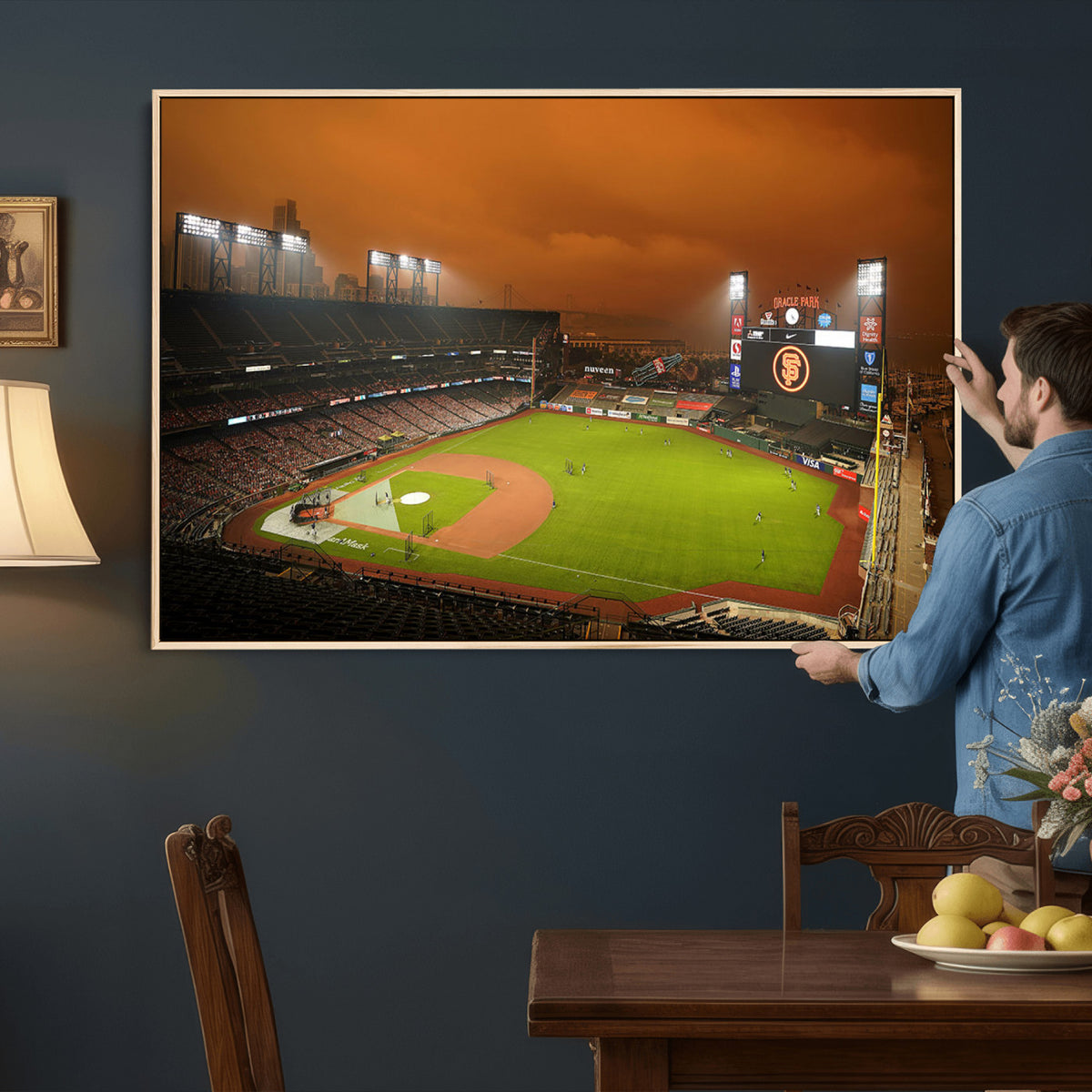 31315-MGV-CV-36X24 - San Francisco Giants Baseball Team Print, Oracle Park Stadium Wall Art Canvas Print
