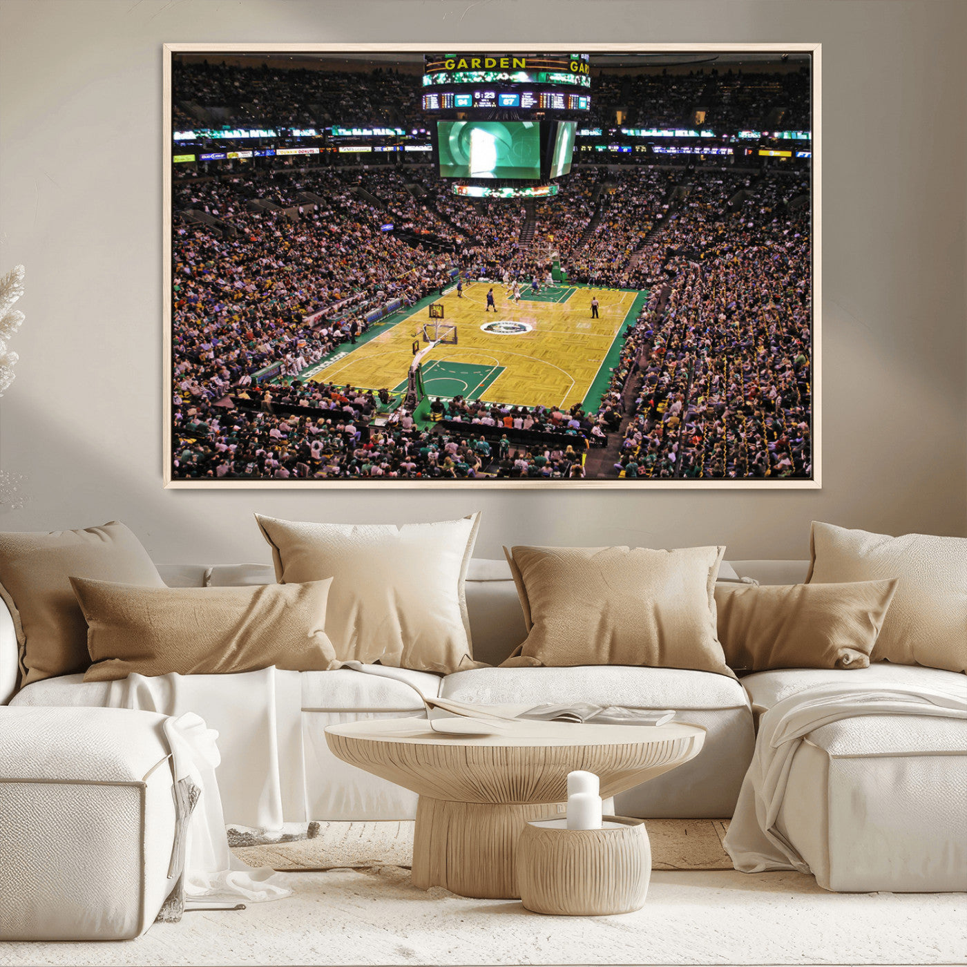 -TD Garden Basketball Canvas Wall Art - Boston Celtics Live Action - Framed - Ready to Hang