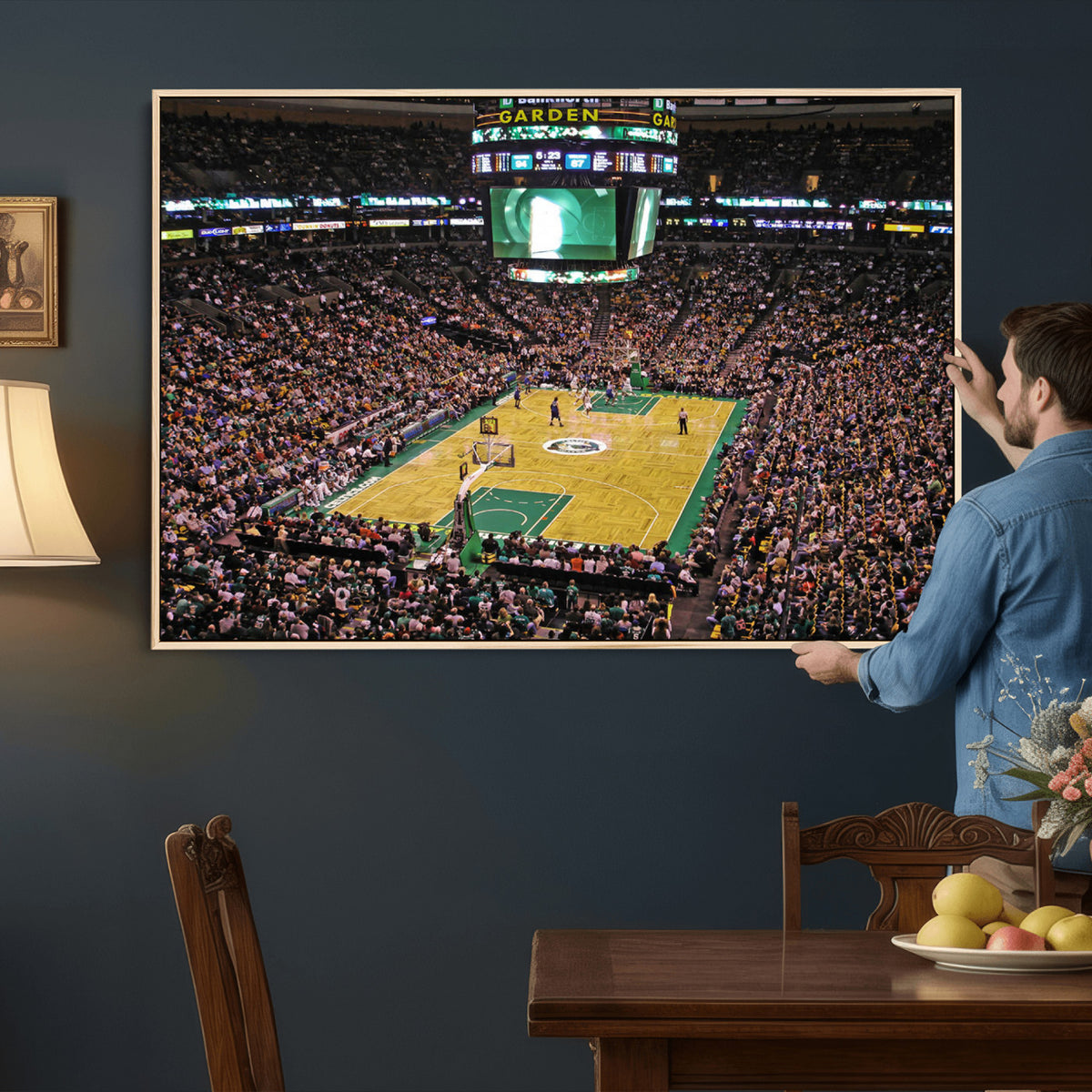 21705-MGV-CV-36X24 - TD Garden Basketball Canvas Wall Art | Boston Celtics Live Action