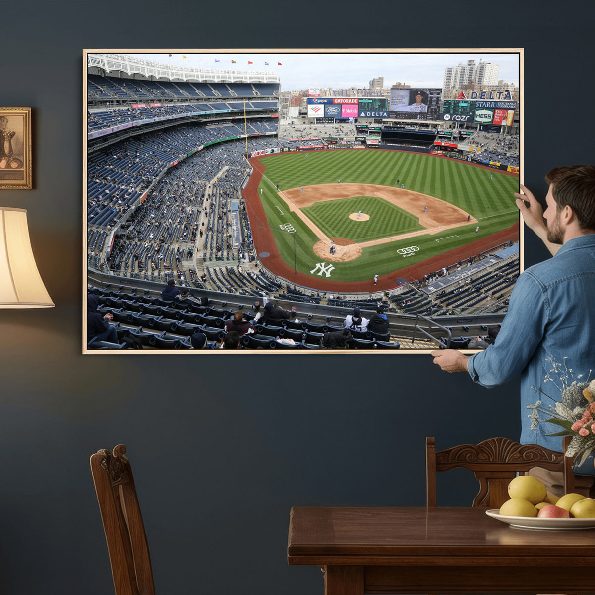 45784-MGV-CV-36X24 - New York Yankees Baseball Team Print, Yankee Stadium Wall Art Canvas Print
