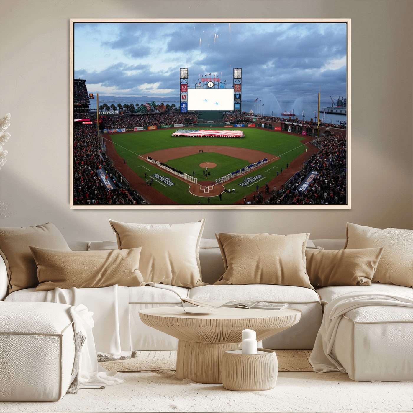 MGV-FC-36X24 - Oracle Park San Francisco Giants Wall Art | 3-Panel Canvas Print of Oracle Park Stadium | Large Framed Baseball Wall Decor | Ready-to-Hang MLB Canvas Print