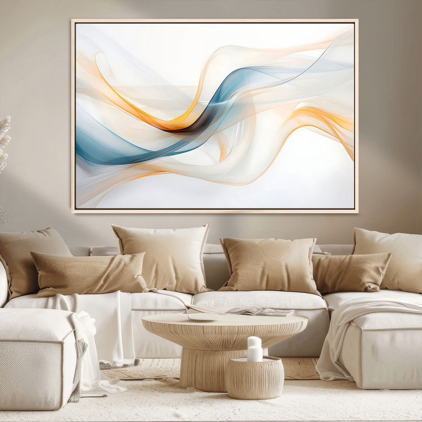 MGV-FC-36X24 - Decorative Turquoise Abstract Wave Wall Art Canvas Print