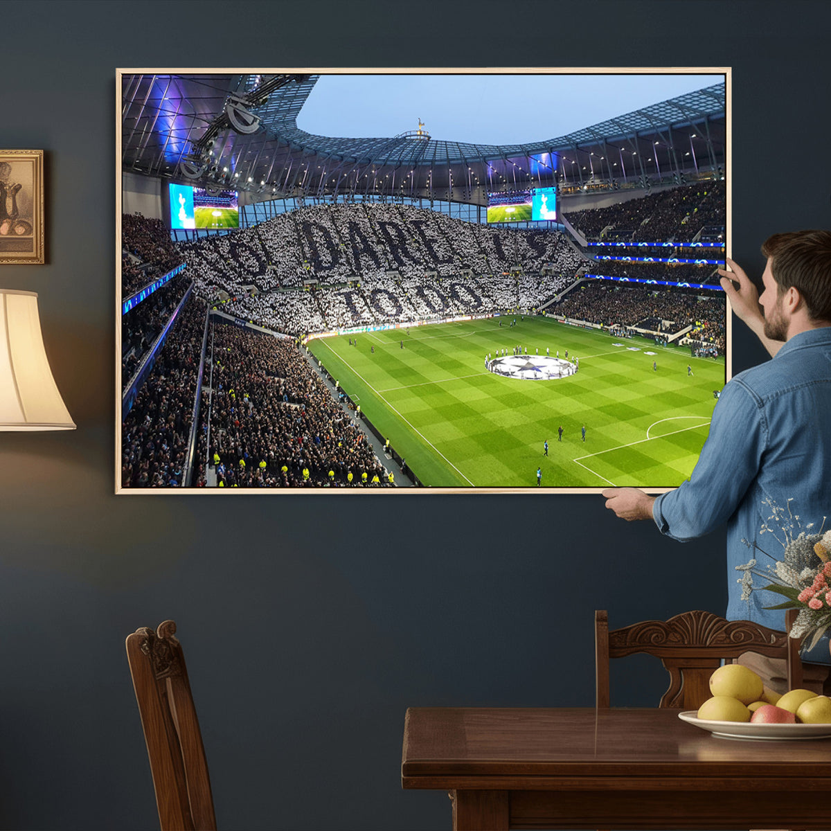 38765-MGV-CV-36X24 - Tottenham Hotspur Stadium Canvas Print, Match Day Triple Canvas Wall Art