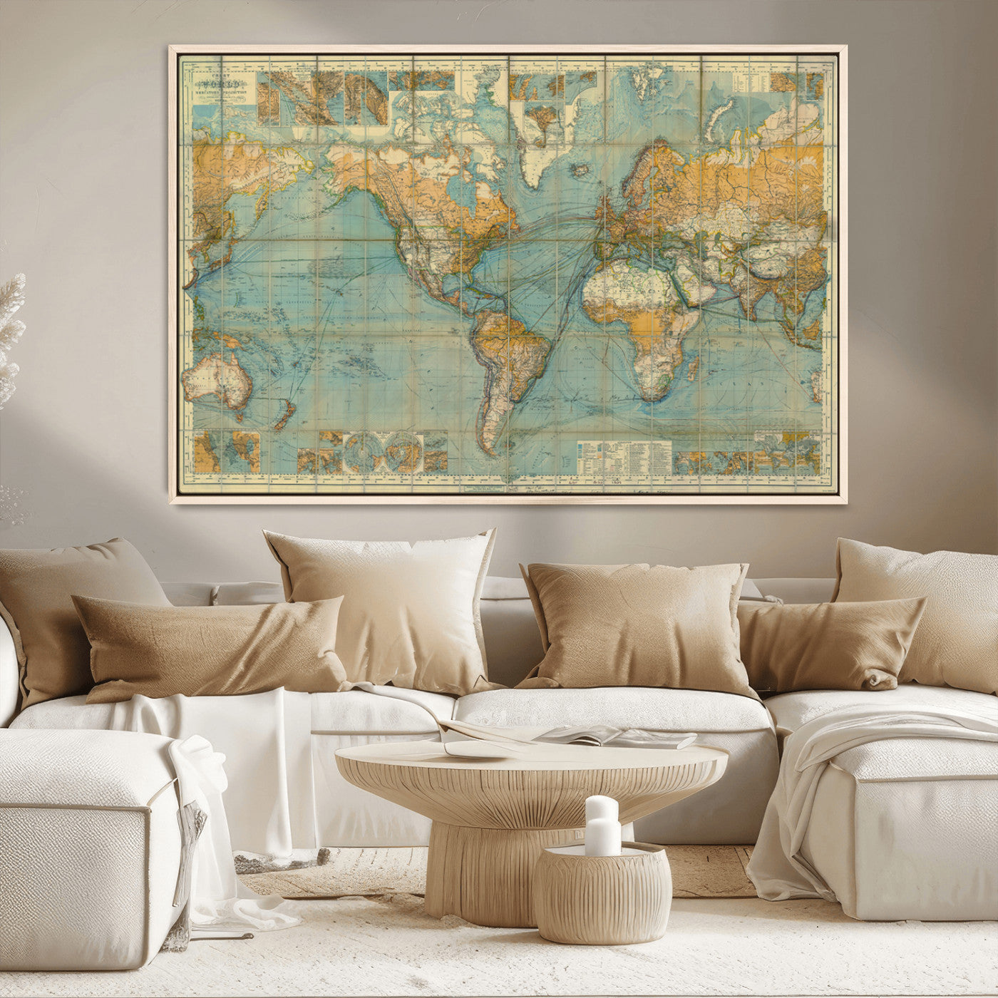 MGV-FC-36X24 - Push Pin World Map Canvas Print – Framed Wall Art for Couples to Track Their Travels – Anniversary