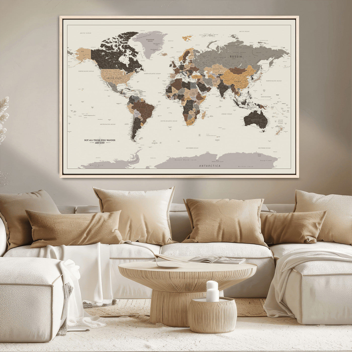 MGV-FC-36X24 - Push Pin World Map Canvas Print – Framed Wall Art for Couples to Track Their Travels – Anniversary