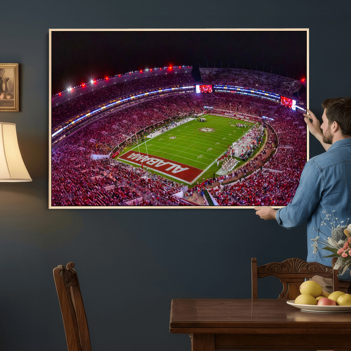 11343-MGV-CV-36X24 - Bryant-Denny Stadium Night Game Triple Canvas Wall Art | Alabama Crimson Tide Football