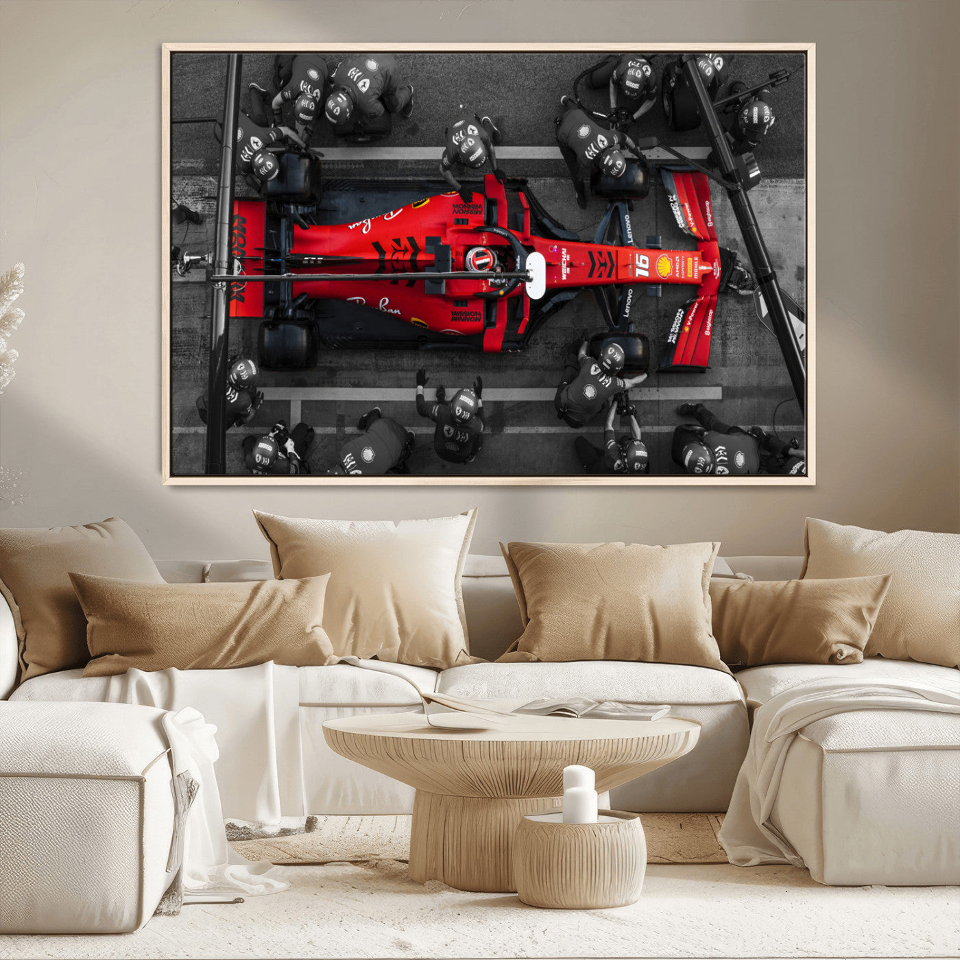 MGV-FC-36X24 - Ferrari Pit Stop Canvas Wall Art – Precision and Speed Captured in Bold Motorsport Imagery – Ready
