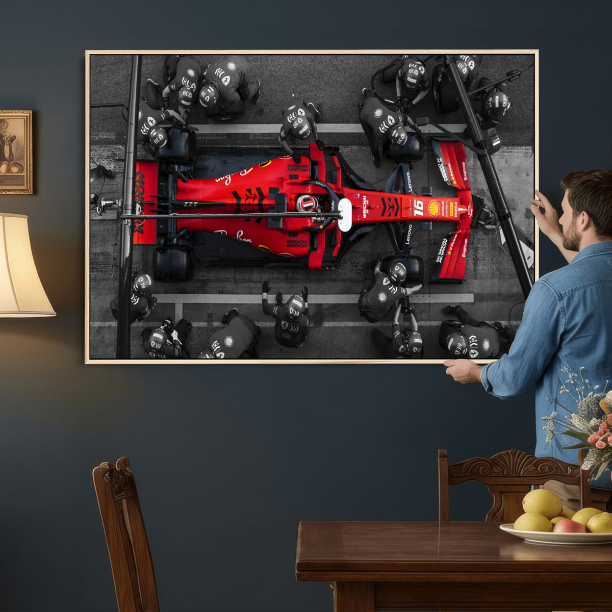 99356-MGV-CV-36X24 - Ferrari Pit Stop Canvas Wall Art | Precision and Speed