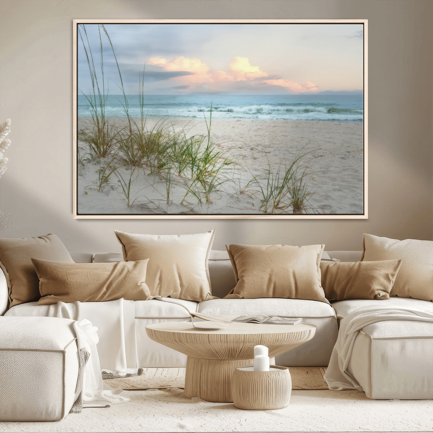 MGV-FC-36X24 - Flight Over Coastal Beach Landscape, Flight Over Coastal Beach Print Canvas Wall Art