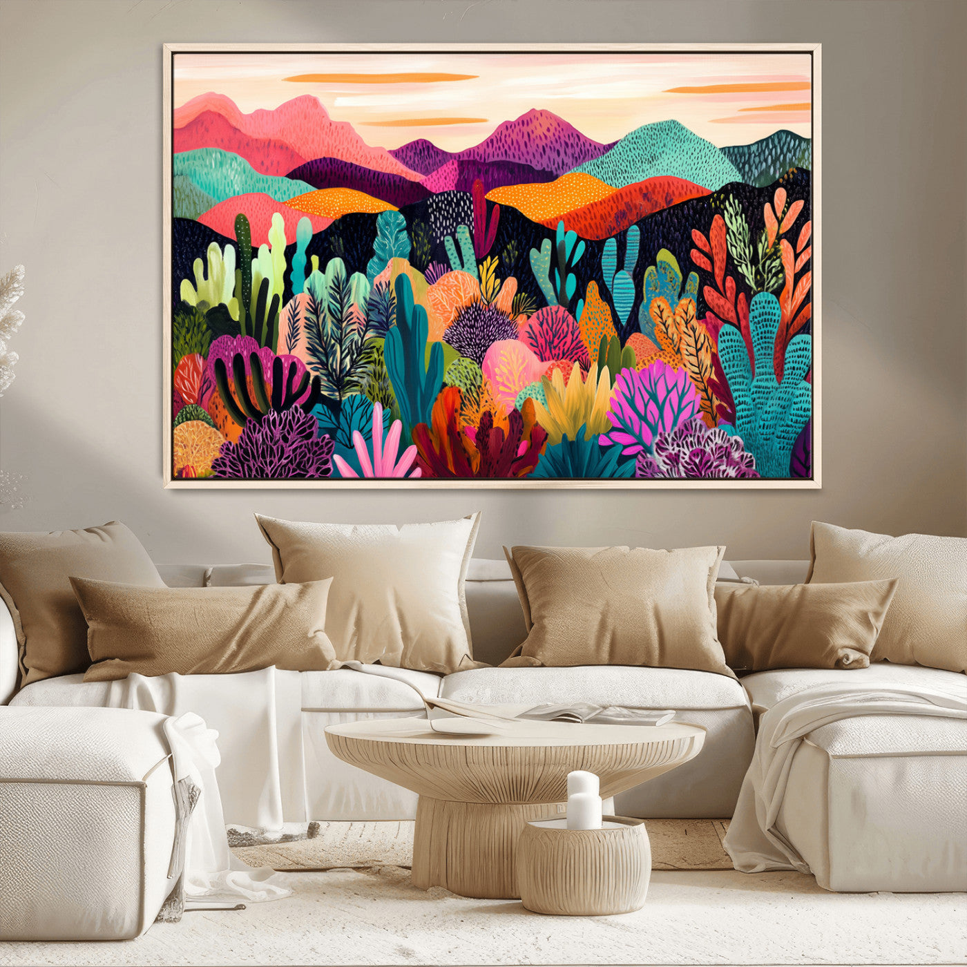 MGV-FC-36X24 - Abstract Kusama Print - Landscape Canvas Wall Art Print - Vibrant Modern Decor for Living Room,