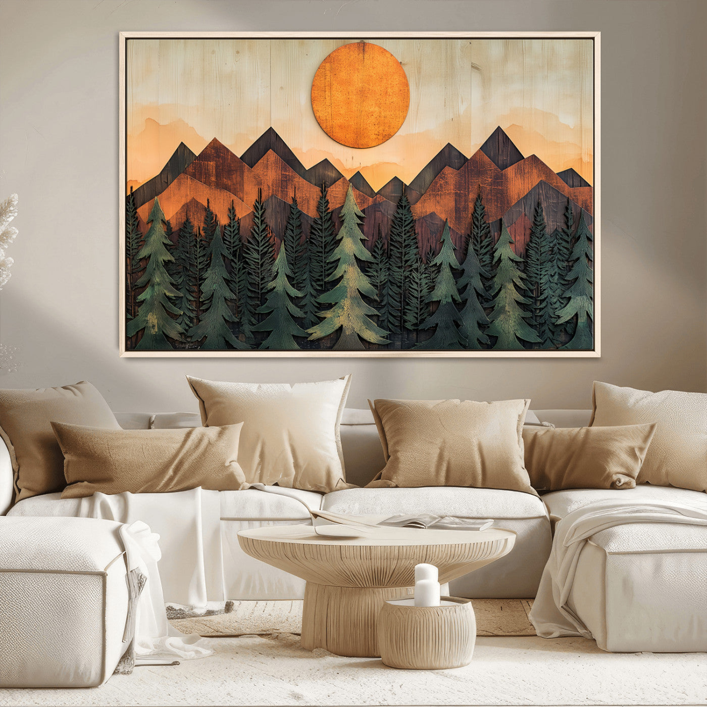 MGV-FC-36X24 - Sunset Mountain Landscape Canvas Wall Art Print - Nature Decor for Living Room, Office